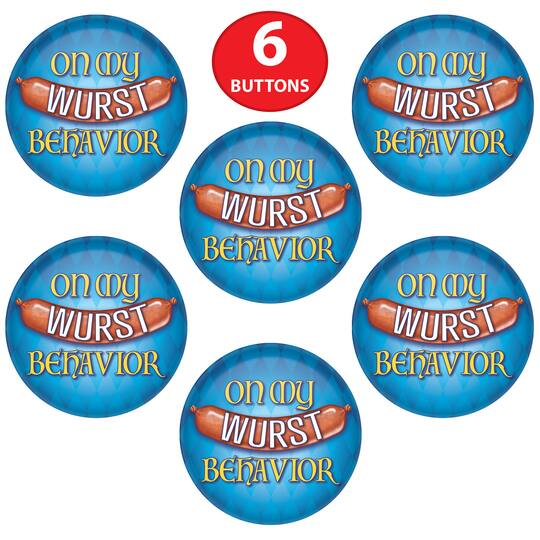 Beistle 2" On My Wurst Behavior Buttons, 6ct.